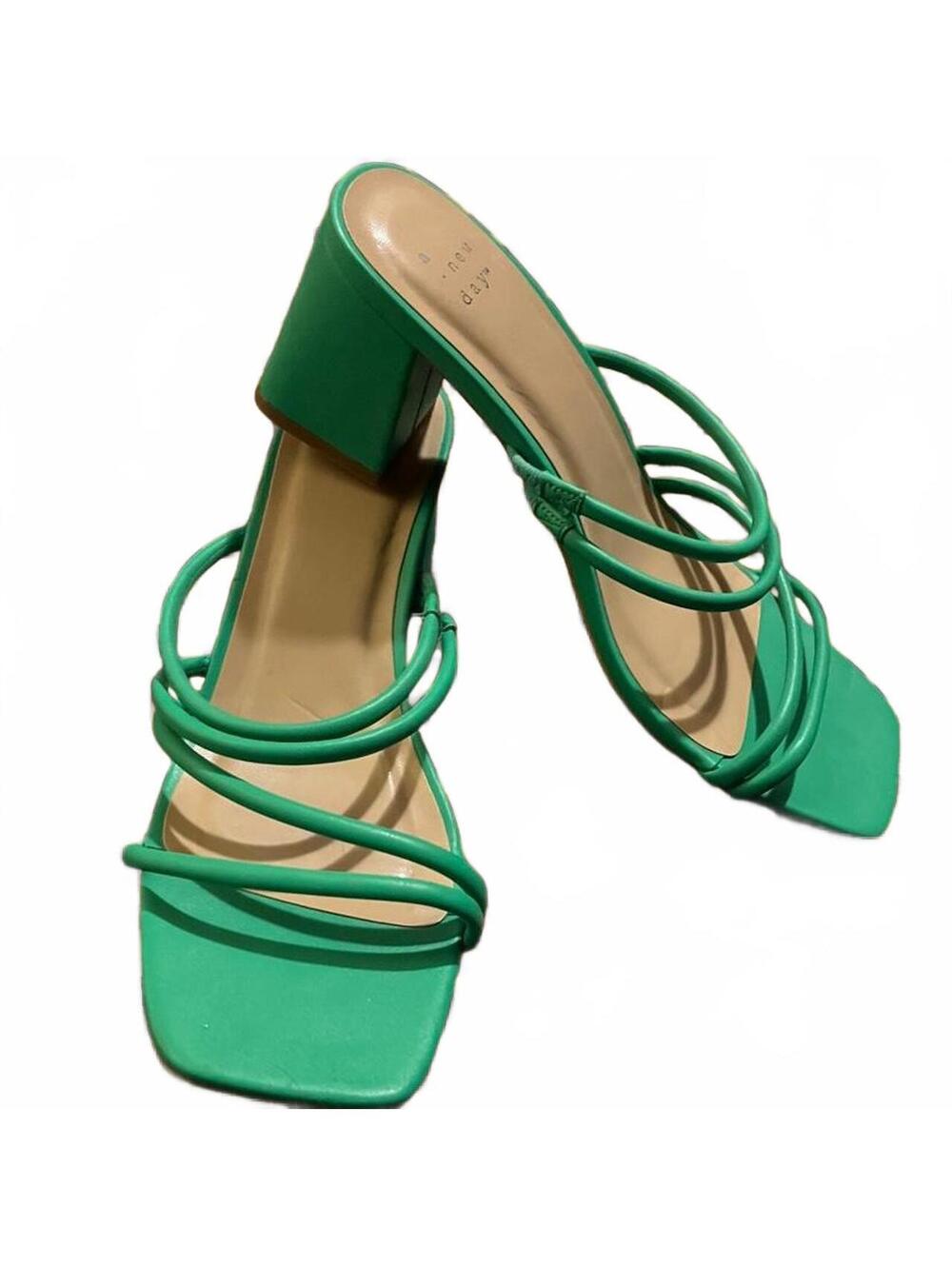 Size 9 A New Day Green Strappy Block Heel Sandals